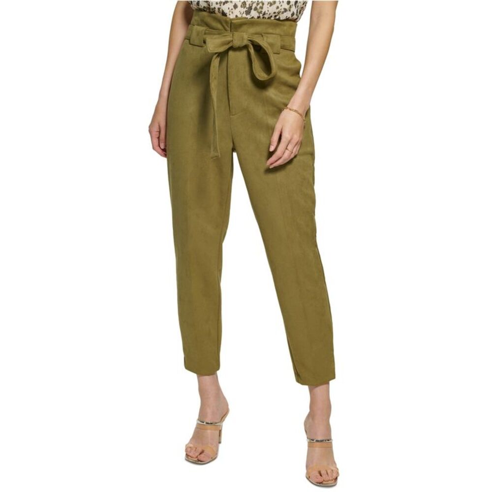 DKNY Womens 99.00 Straight Leg Casual Pants, Green, 2, DM